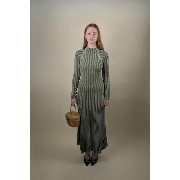 Dion Lee green ribbed twisted knot dress - threedaughtersproperties.com